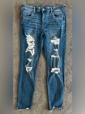American Eagle Outfitters Distressed Skinny Jeans - Blue